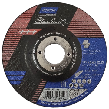 Norton Clipper Bombeli Döküm Taşlama A24Q-115x6.4x22.23-T27 NOR-Starline - 66252837263