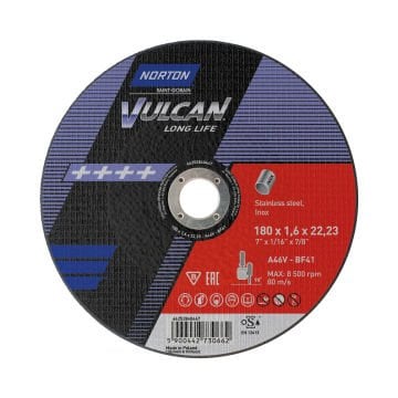 Norton Clipper İnce Paslanmaz Kesme A46V-180x1.6x22.23-T41 NOR-Vulcan+ - 66252840447