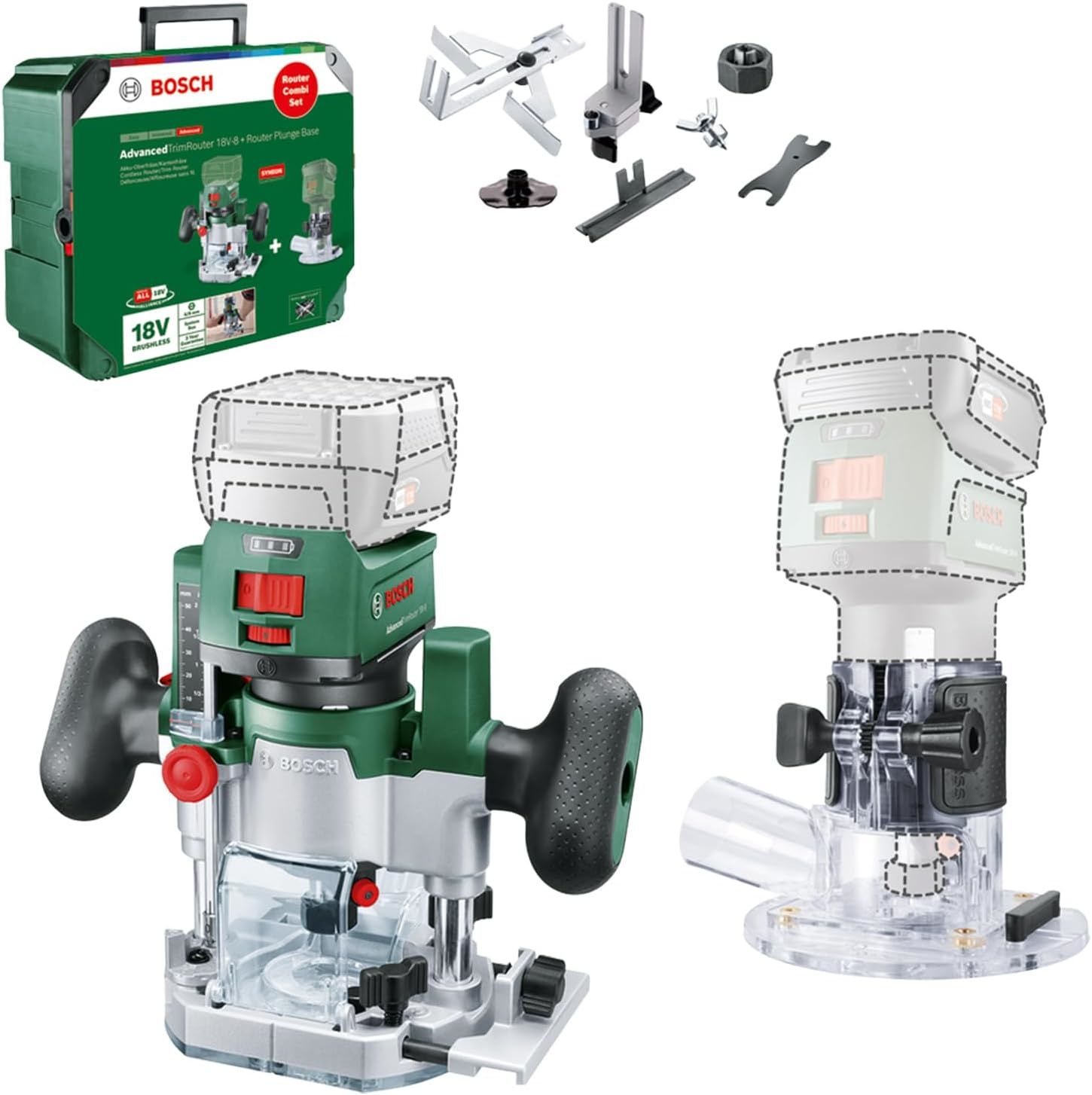 Bosch Dik Freze Makinası Advanced Trim Router Kombi Set Solo (Aküsüz) - 06039D5002