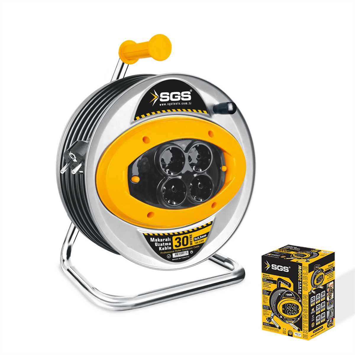 SGS 2111 Metal Makaralı Uzatma Kablosu 2,5X30Mt