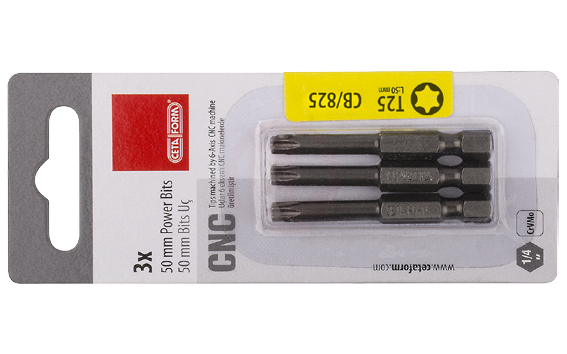 Ceta Form 3 Parça 1/4 İnç Torx Bits Uç T25 X 50 Mm / Kartlı
