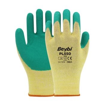 Beybi Pl-550 Desenli Lateks Kaplı Eldiven Yeşil No 10