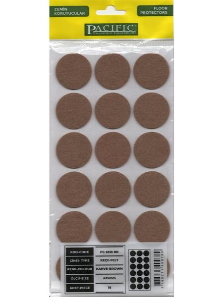 Pacific Kahve Yapışkanlı Keçe 35 mm - PC6135-BR