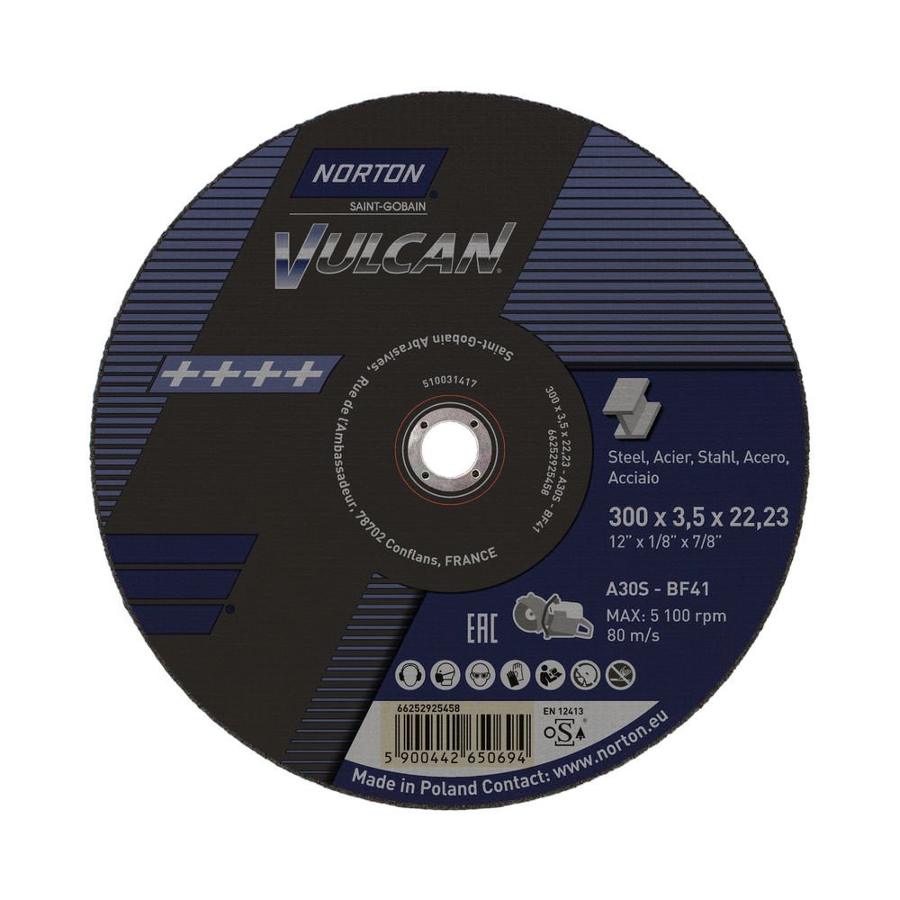 Norton Clipper Düz Metal Sabit Kesme A30S-300x3.5x22.2-T41 NOR-VulcanPetrol80 - 66252925458