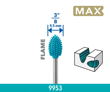 Dramel Gravürleme Aksesuarları Max Güçlü Oyma Ucu Alev Uçlu 9,5 Mm (9953) - 26159953DM