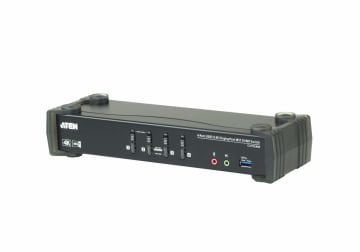 Aten 4-Port Usb 3.0 4K Displayport Mst Kvmp™ (Keyboard/Video Monitor/Mouse) Periferi Switch, Displayport 1.2 Uyumlu, Usb 3.0 (Usb 3.1 Gen 1) Hub Özelliğine Sahip (Kablolar Dahil)