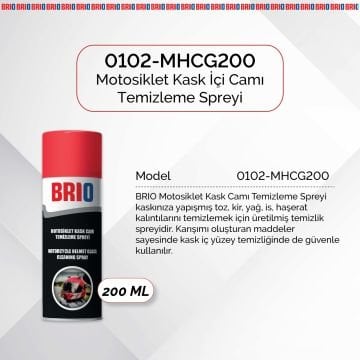 Brio Motosiklet Kask İçi, Kask Camı Temizleme Spreyi 200Ml