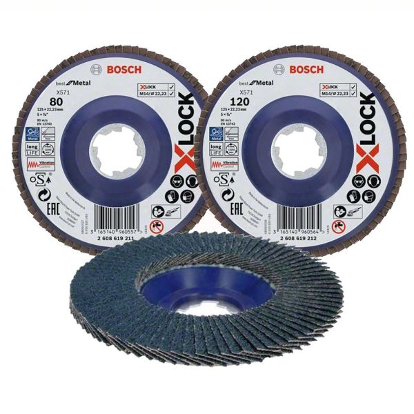 Bosch X-Lock Zirkon Flap Zımpara Diski X571 Best For Metal (Fiber Tabanlı) Bombeli 115x22,23 mm 80 Kum - 2608619199