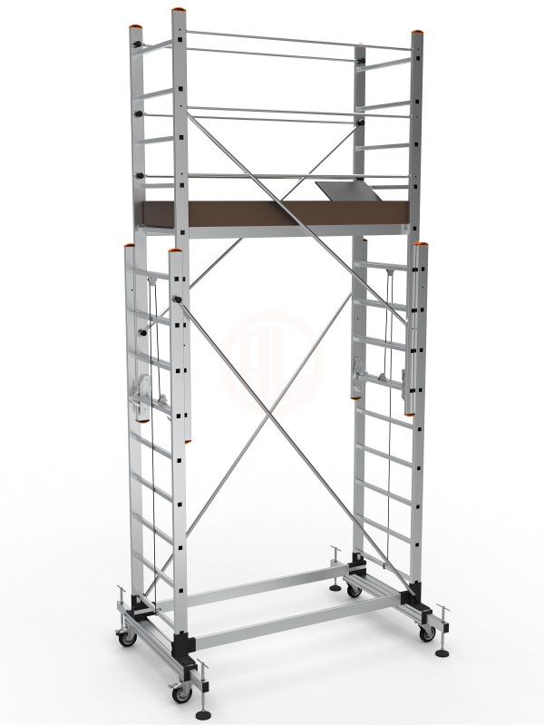 Saraylı Alüminyum İskele Merdiven 2x9 Basamaklı 2x2,5 Mt 494 Cm