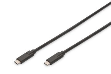 Assmann Usb Tip C (Usb 3.1) Bağlantı Kablosu, Tip C Erkek Tip C Erkek, 1 Mt, Gen2, 5A, 10Gb, Ce, Siyah Renk