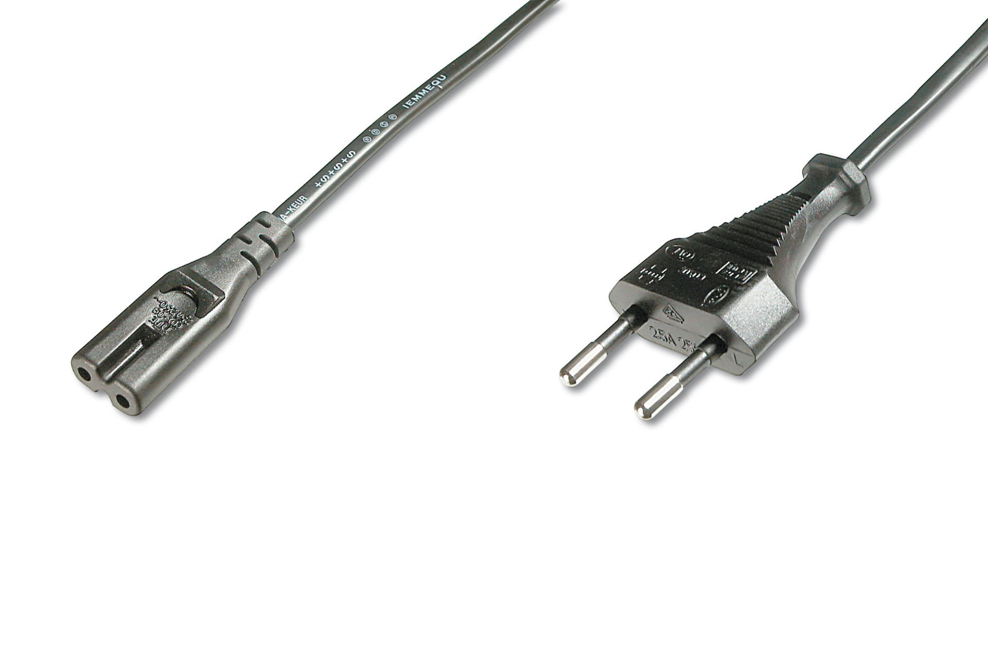 Assmann Mains Güç Kablosu, Euro C7 Erkek Euro C7 Dişi, 1.80 Mt, H03Vvh2-F 2G 0.75Qmm