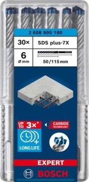 Bosch Kırıcı Delici Uç SDS-Plus-7X Expert 6x115 mm (30 Adet) - 2608900180