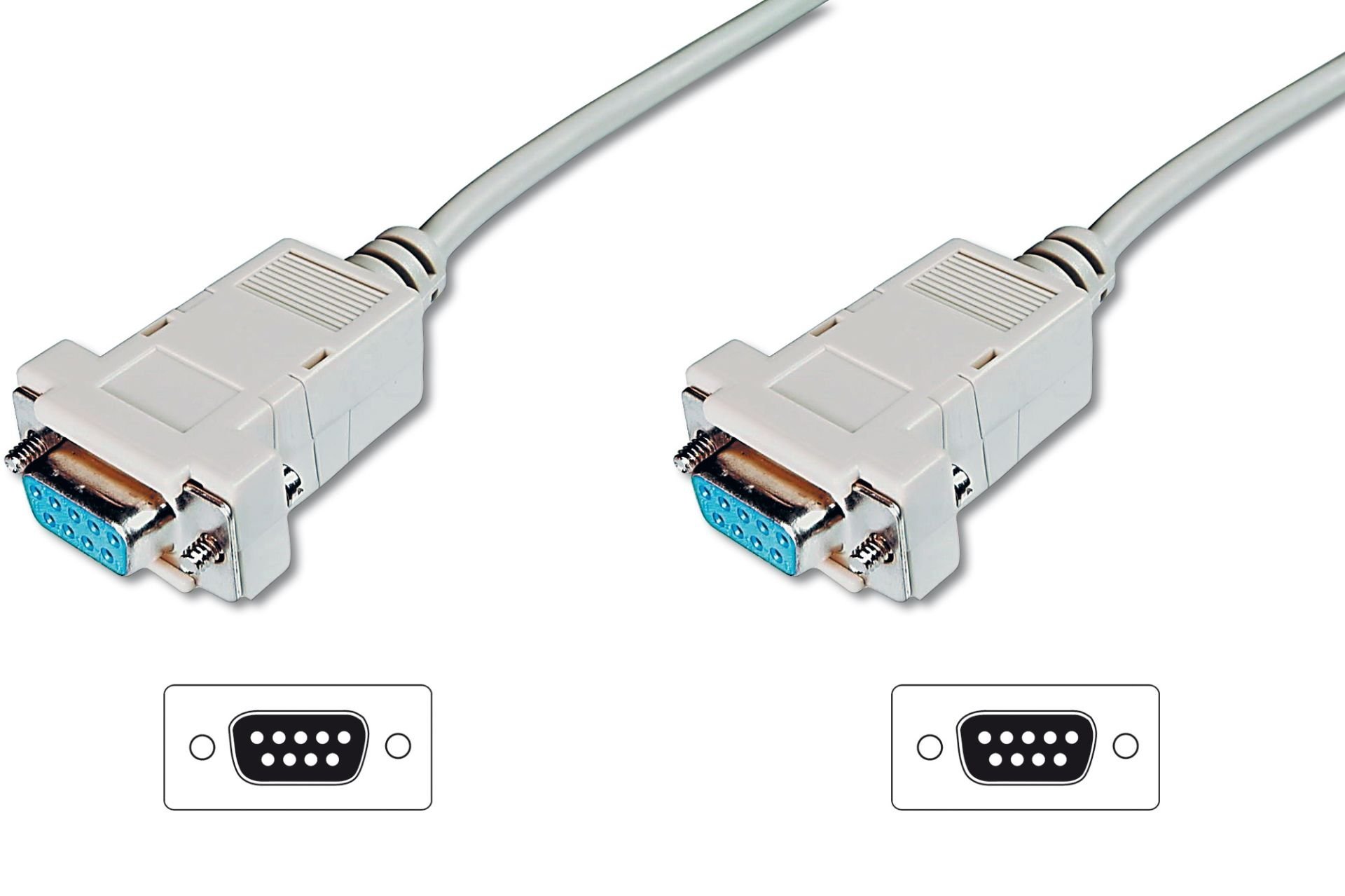 Assmann Modem Bağlantı Kablosu, D-Sub9 Dişi - D-Sub9 Dişi, 3 Mt, Vidalı, Bej Renk