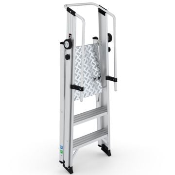 Çağsan Tekerlekli Profesyonel Alüminyum Katlanır Platformlu Merdiven 2+1 Basamaklı - VE2