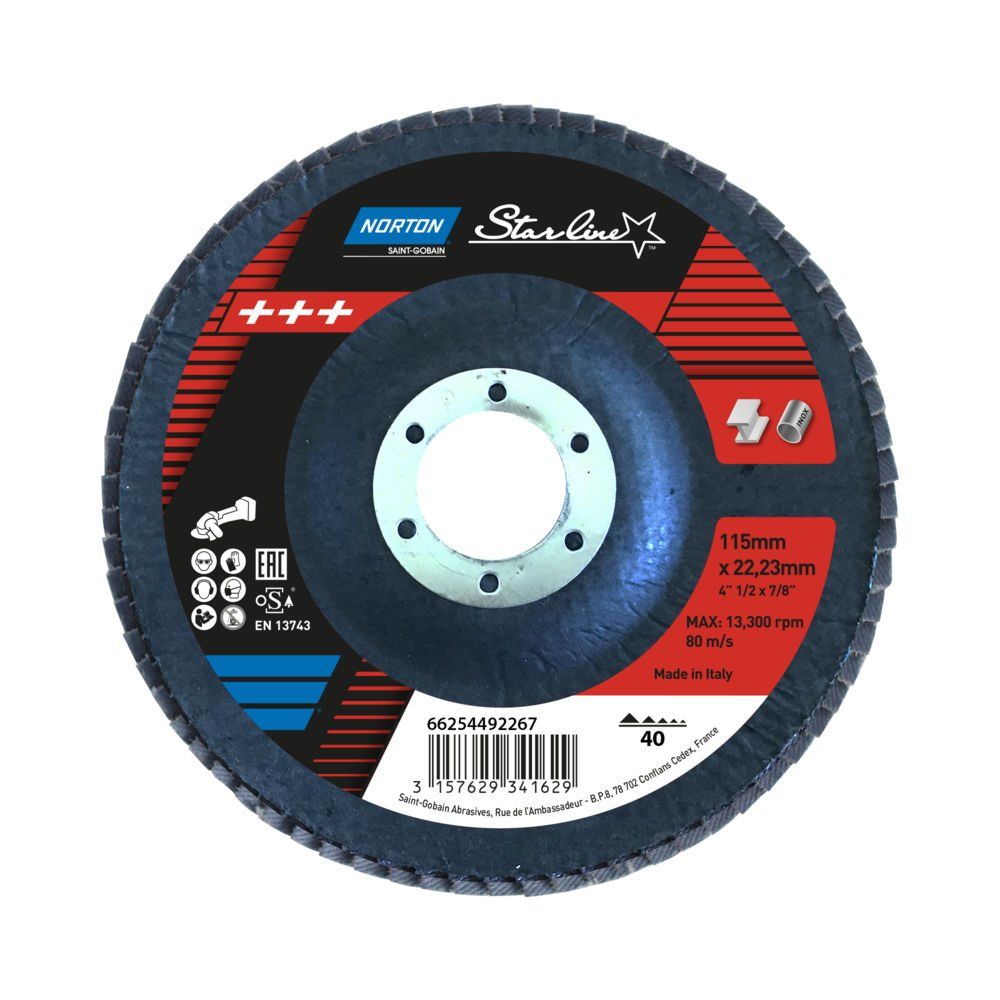 Norton Clipper Alüminyum Oksit Standart Yoğunluk Konik Flap Disk FLD FDTF 180X22 NOR P80 STARLINE - 78072709317