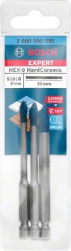 Bosch Seramik Matkap Ucu Expert HEX-9 HardCeramic Set (3 Parça) - 2608900595