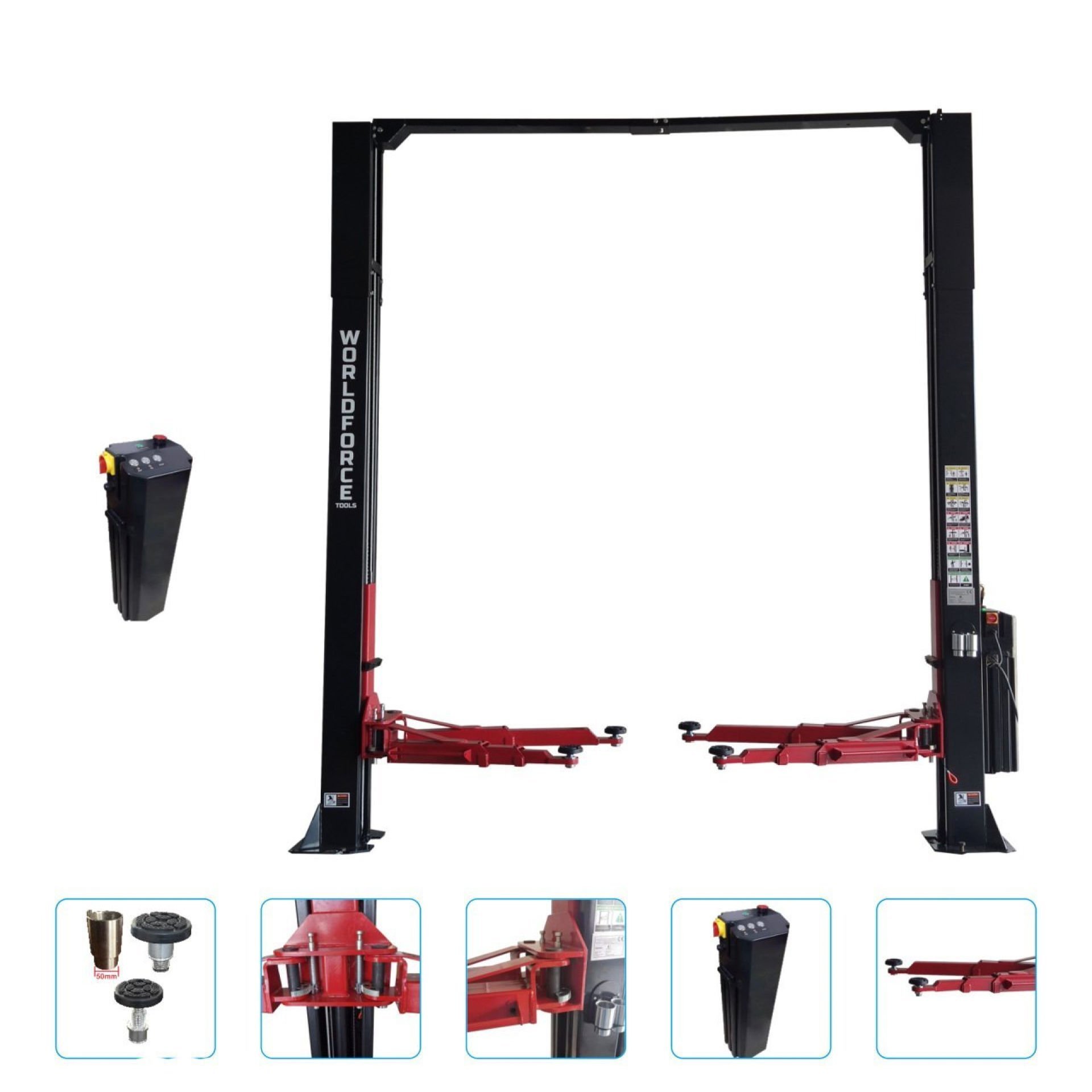 Worldforce Hidrolik Lift İki Sütunlu 4 Ton 380/220V Tam Otomatik Üstten Bağlantılı