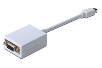 Assmann Mini Displayport (Mini Dp) Vga Adaptörü, Mini Dp Erkek - Hd15 Dişi, 0.15 Mt, Dp 1.1A Uyumlu, Ul, Beyaz Renk
