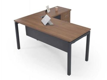 Aras L Çalışma Masası 140x69 Cm Akçaağaç (Ayak RAL9006 Metalik Gri)