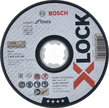 Bosch X-Lock Inox Kesme Diski Expert For Inox Düz 125x22,23x1,6 mm (AS 46 T) - 2608619265