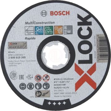 Bosch X-Lock Çok Amaçlı Kesme Diski Multi Construction Düz Rapido 125x22,23x1,0 mm (ACS 60 V BF) - 2608619269