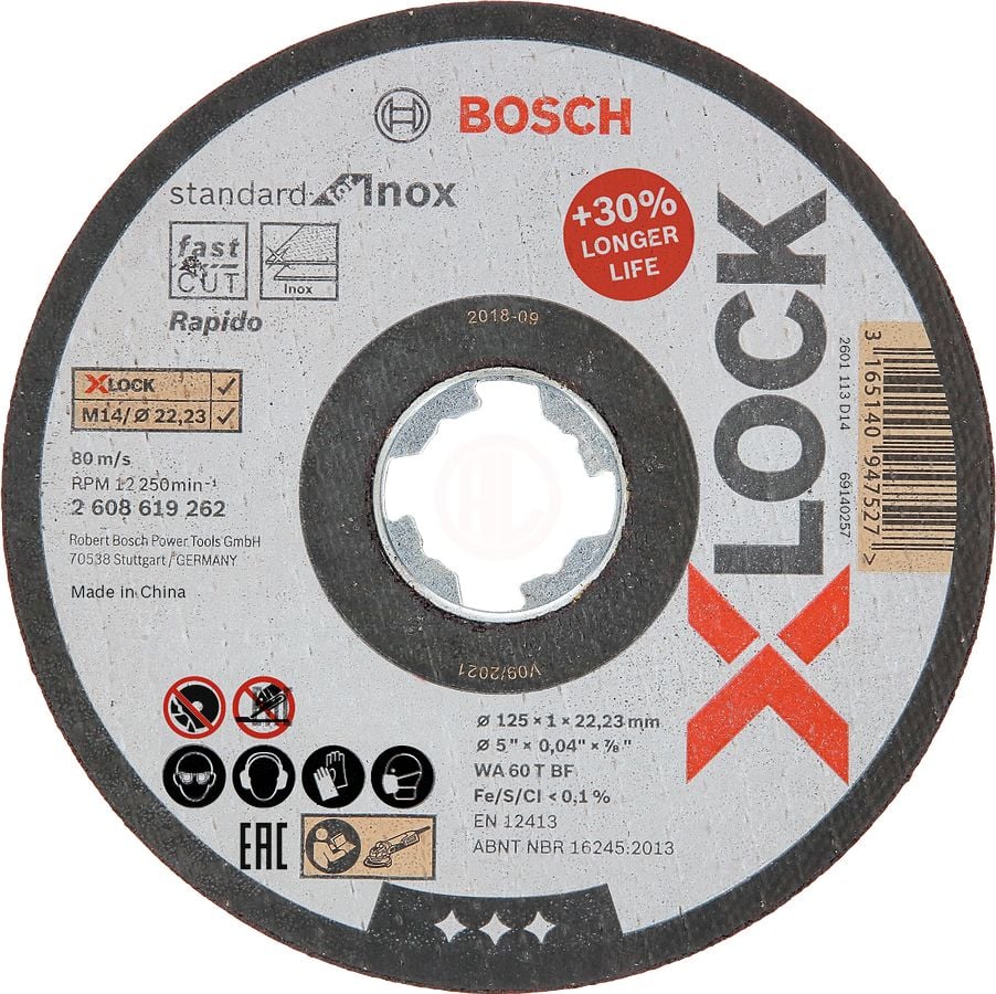 Bosch X-Lock Inox Kesme Diski Standard For Inox Düz 125x22,23x1,0 mm (WA 60 T BF) (1 Adet) - 2608619262