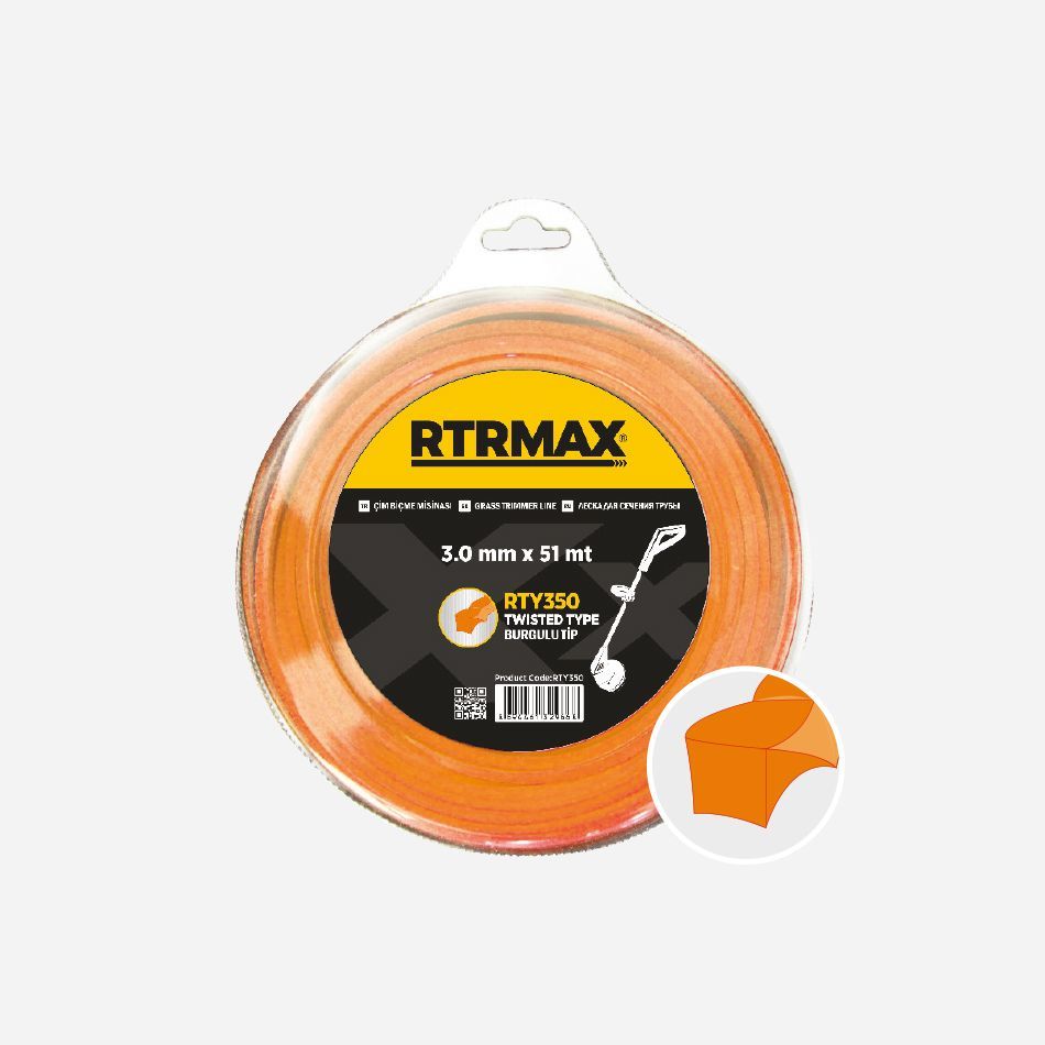 Rtrmax RTY355 Tırpan Misinası Turuncu Burgulu 3,5Mm x 41M