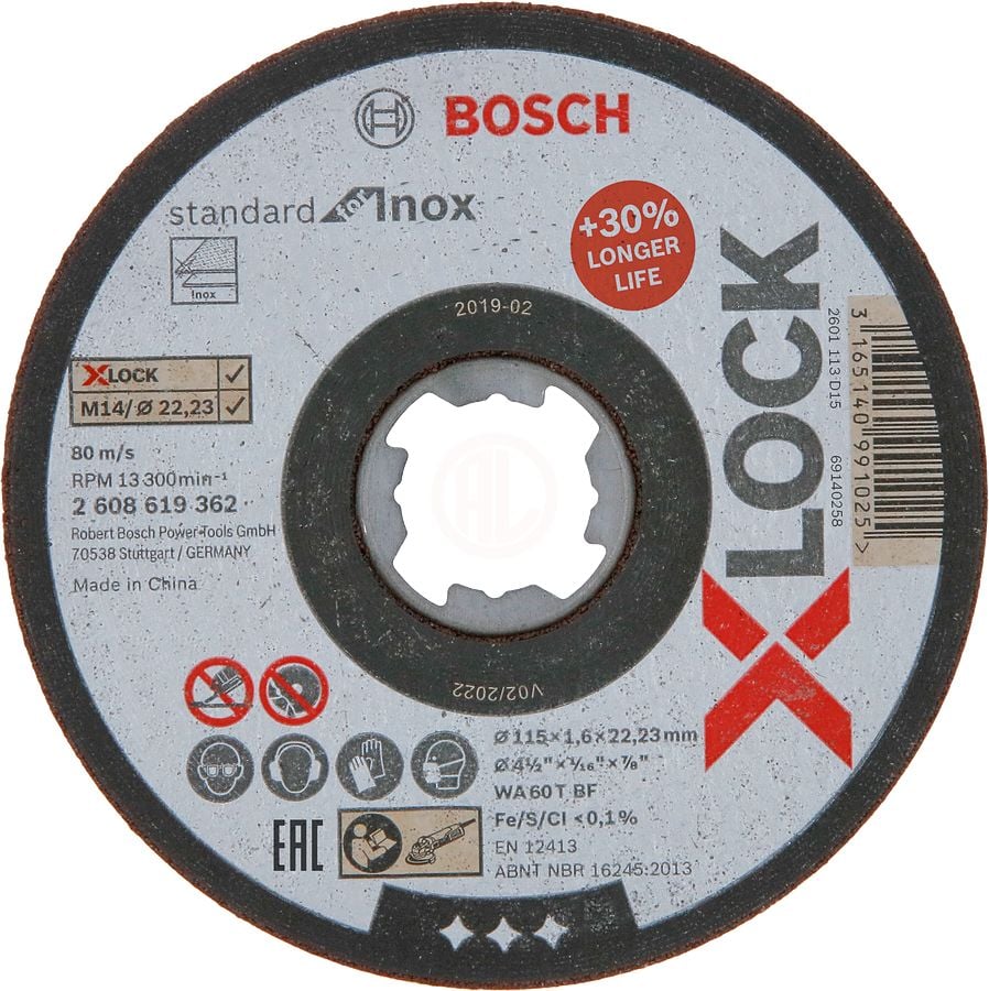 Bosch X-Lock Inox Kesme Diski Standard For Inox Düz 115x22,23x1,6 mm (WA 60 T BF) - 2608619362