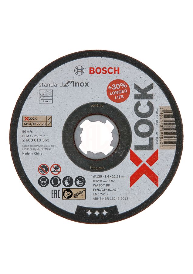 Bosch X-Lock Inox Kesme Diski Standard For Inox Düz 125x22,23x1,6 mm (WA 60 T BF) (1 Adet) - 2608619363