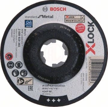 Bosch X-Lock Metal Taşlama Diski Standard For Metal Bombeli 115x22,23x6,0 mm (A 24 P BF) - 2608619365