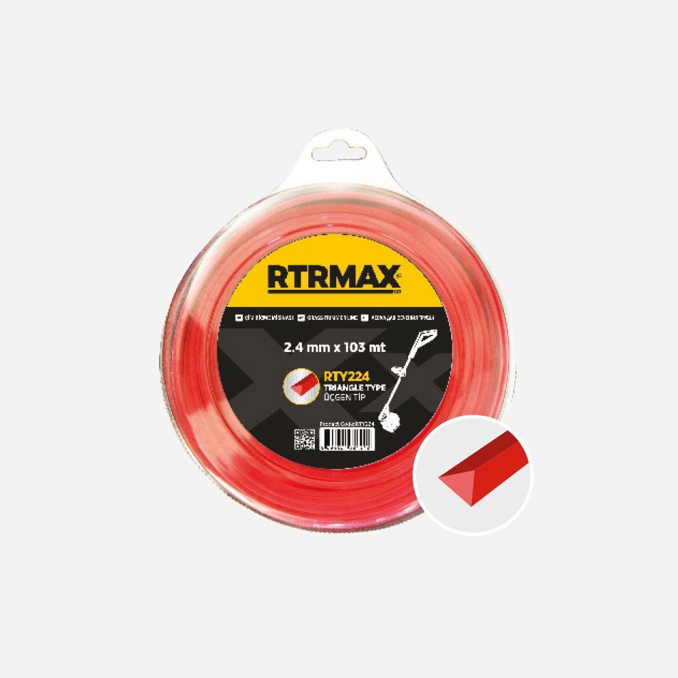 Rtrmax RTY235 Tırpan Misinası Kırmızı Üçgen 3.5Mm x 48M