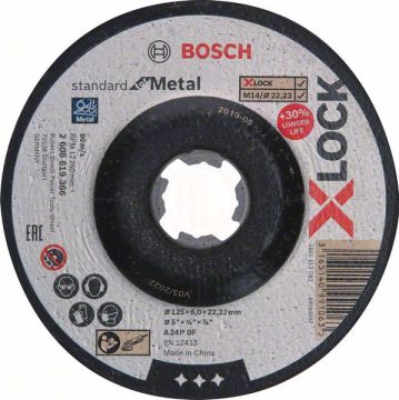 Bosch X-Lock Metal Taşlama Diski Standard For Metal Bombeli 125x22,23x6,0 mm (A 24 P BF) - 2608619366