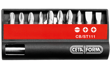 Ceta Form 11 Parça (Düz/Yıldız/Pozidriv) Bits Uç Takımı 1/4 İnç Bits Tutucu İle