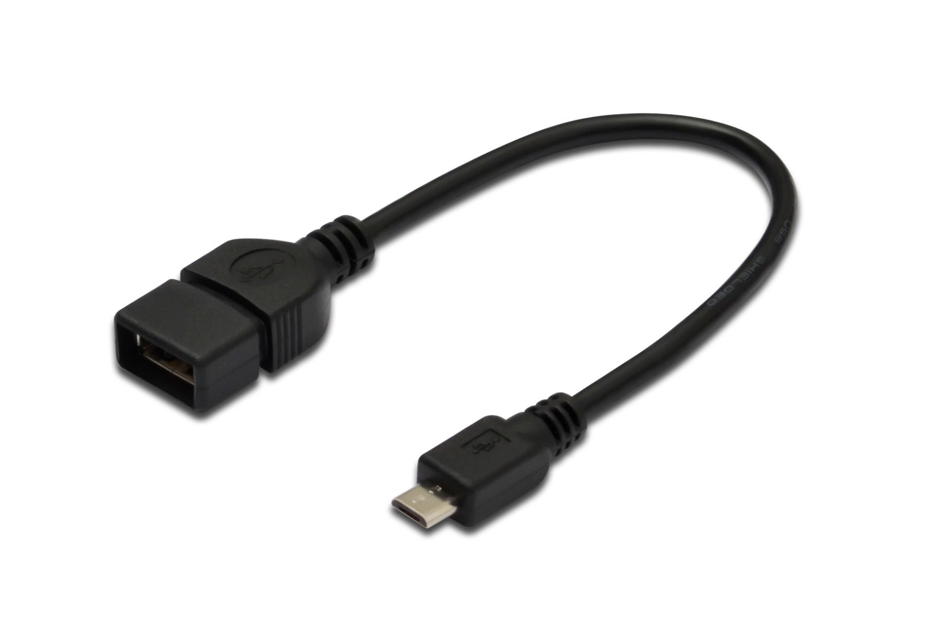 Assmann Usb On-The-Go (Otg) Kablosu, 0,20 Mt, Awg 28, Usb A, Dişi - Micro Usb B, Erkek