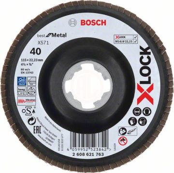 Bosch X-Lock Zirkon Flap Zımpara Diski X571 Best For Metal (Plastik Taban) Düz 115x22,23 mm 40 Kum - 2608621763