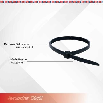 Brio Kablo Cırt Kelepçe Siyah 80X380 Mm