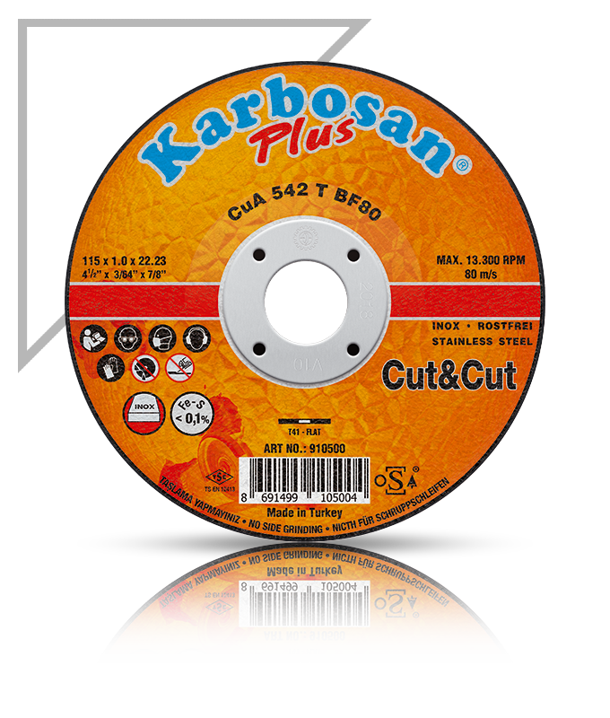 Karbosan Cut & Cut Inox Kesme Disk T41 Düz 230 x 1.9 x 22.23 CuA 362 T BF80 - KAR910830