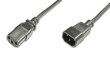Assmann Pc-Monitör Arası Güç Kablosu, C14 Erkek - C13 Dişi, 1.2 Mt, H05Vv-F 3G 0.75Qmm, Siyah Renk