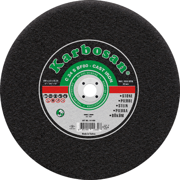 Karbosan Döküm Sabit Tezgah Kesme Disk T41 Düz 300x3,0x25,4 mm C 24 S BF80 - KAR911900