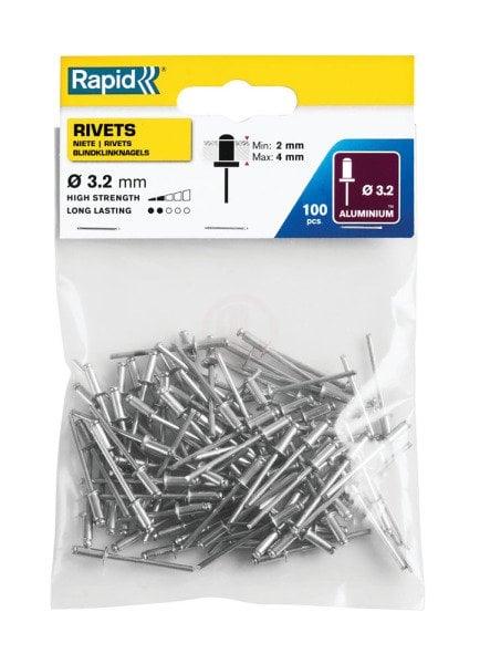 Rapid Perçin Alüminyum 3,2x8 mm (1 Paket/100 Adet) - 5000377