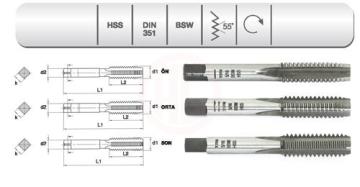 HSS Whitworth Normal Vidalı 3 Lü Takım Kılavuzu W 1/2 İnç (903845)