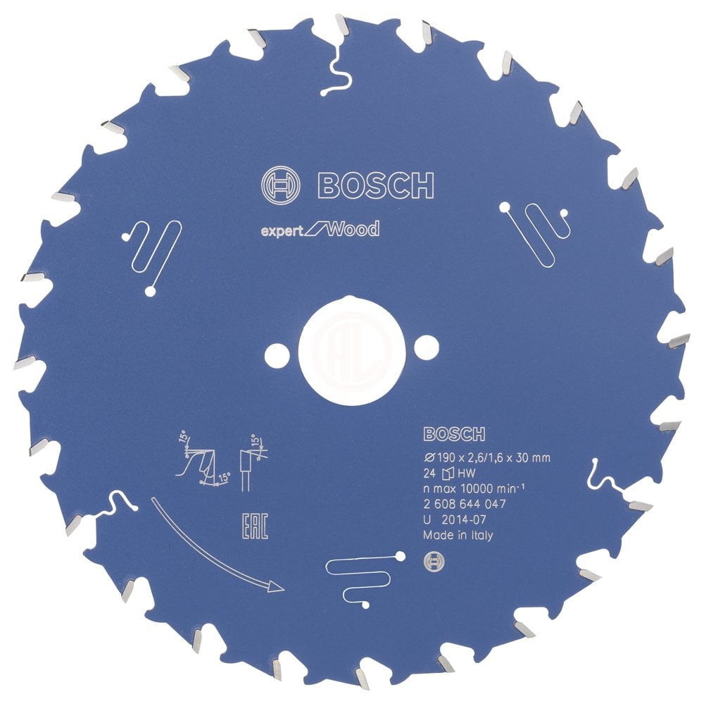 Bosch Daire Testere Bıçağı Expert For Wood 190x30 mm 24 Diş (2,6/1,6 mm) - 2608644047