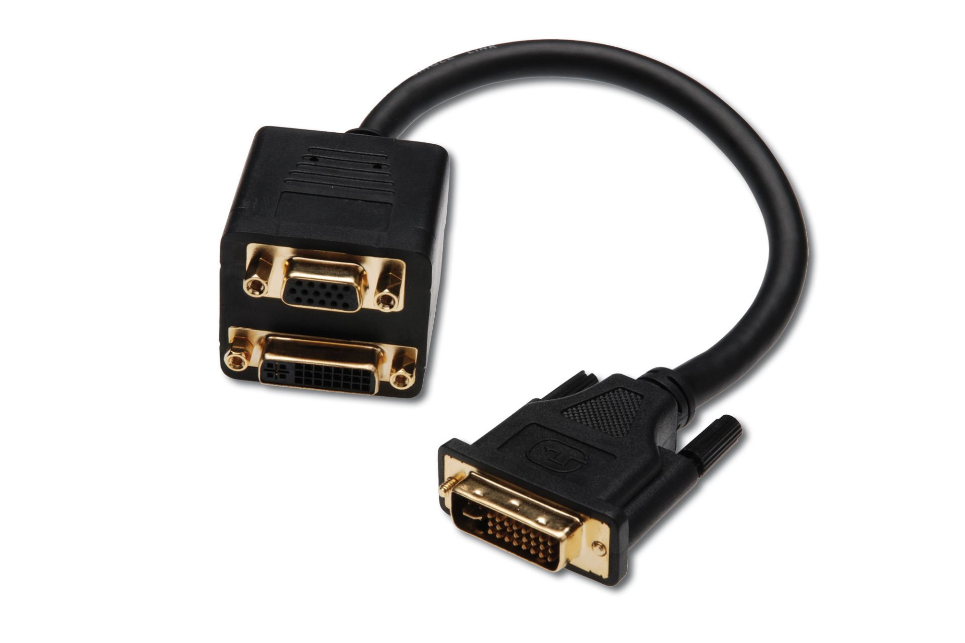 Assmann Dvı Y-Splitter Kablosu, Dvı-I, (24+5), Erkek Dvı-I (24+5), Dişi + Hd15, Dişi, 0.20 Mt, Altın Kaplama, Siyah Renk