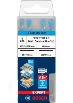 Bosch Expert Hex-9 Multi Construction Matkapucu Seti 5,5/6/7/8 - 2608902369