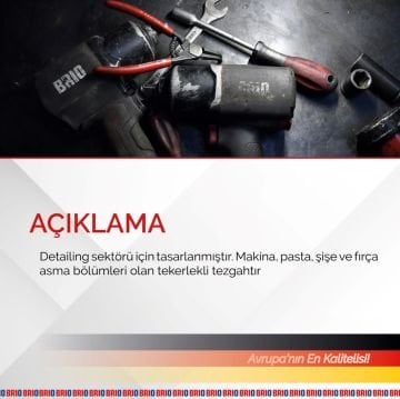 Brio Hareketli Temizlik Tezgâhı Detailing Tezgahı Kırmızı