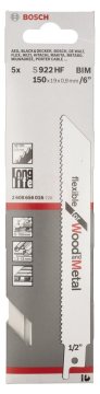 Bosch Panter Testere Bıçağı Flexible For Wood And Metal S 922 HF 150 mm (5 Adet) - 2608656016