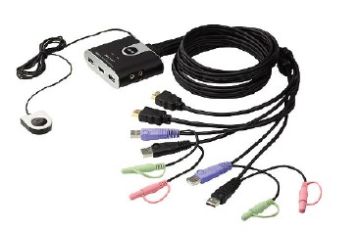 Aten 2 Port Usb 2.0 Hdmı Kvmp™ (Keyboard/Video Monitor/Mouse) Periferi (Çevre Cihazlarla (Usb) Bağlantı Kurabilir) Switch, Mouse İle Geçiş Özelliği, Kvm Bağlantı Kablosu Ürüne Gömülüdür, Remote Port Selector İle Birlikte 2-Port Usb Hdmı/Audio Cable K
