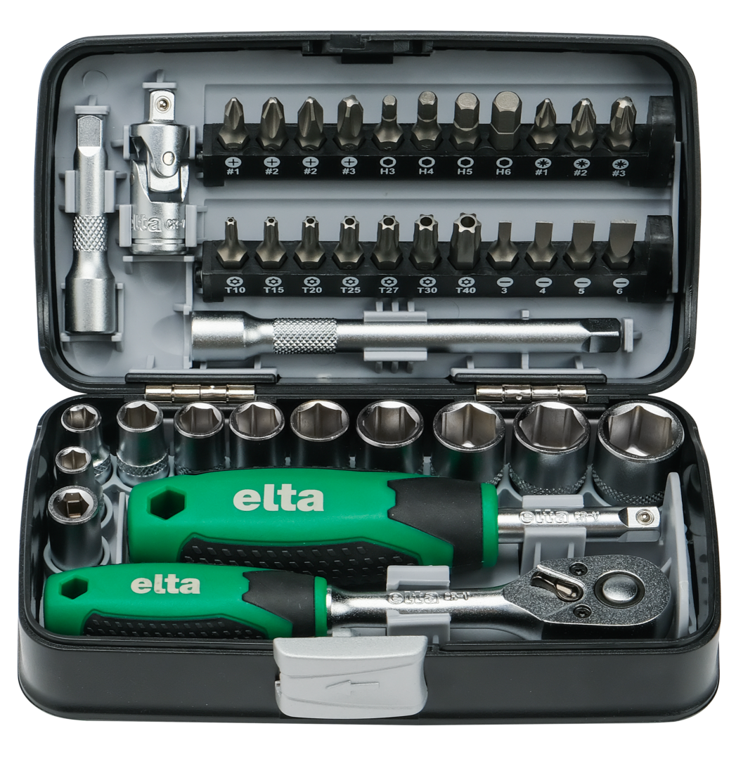 Elta 1/4 İnç Altı Köşe Cırcırlı Lokma Anahtar Ve Bits Set 38 Parça