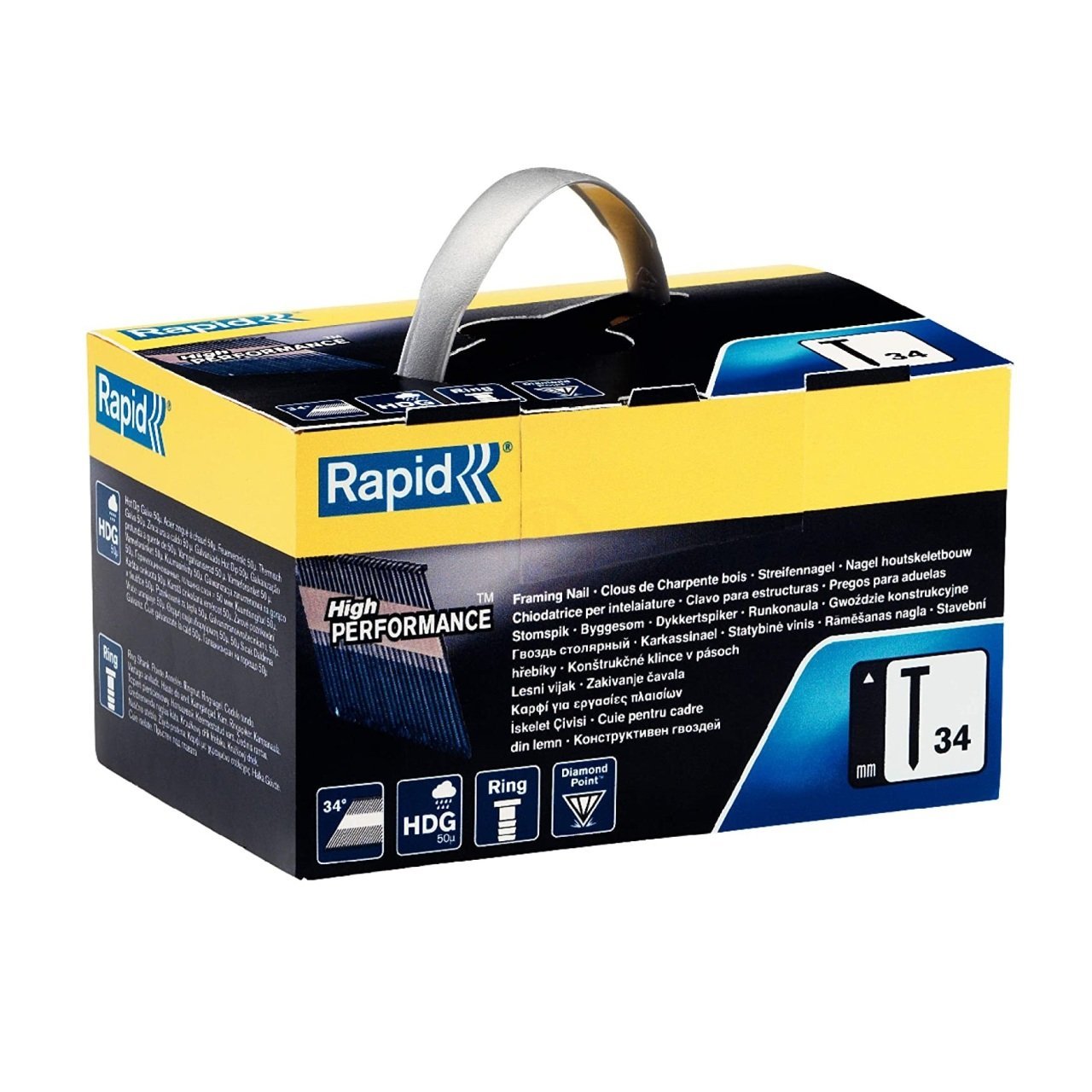 Rapid Zımba Çivisi 34 HDG Serisi 90 mm Hot Dip Galvaniz Kaplı Halka sapı (1 Pkt/800 Adet) - 5000797