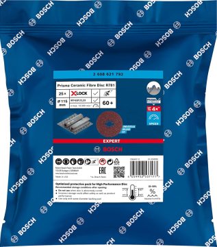 Bosch X-Lock Seramik Fiber Zımpara Diski R781 Prisma 115x22,23 mm 60+ Kum - 2608621792